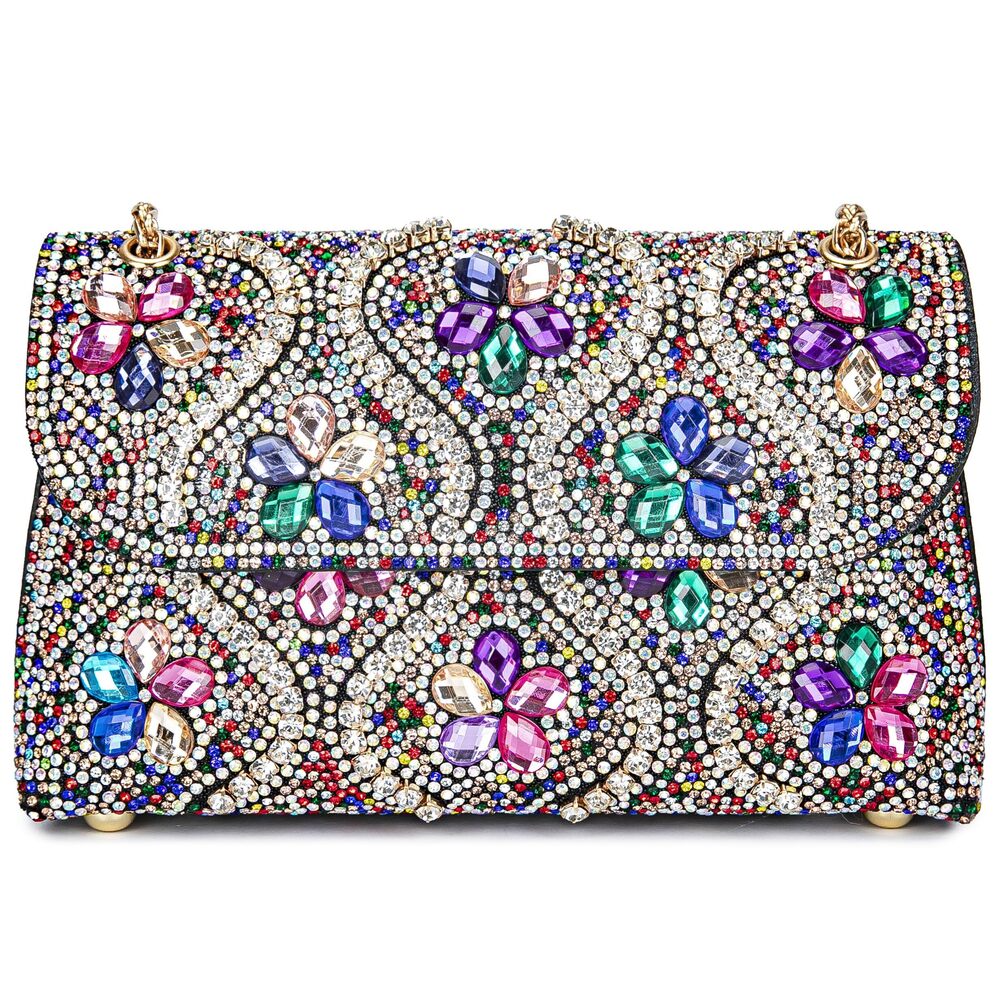 1270 Flower Evening Handbags Chain Strap Square Shoulder Bag Crossbody Bag